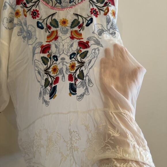 New Johnny Was Cherie Tunic Womens XXL 2X Sheer Floral Bohemian Boho Hippie Chic - Picture 7 of 16